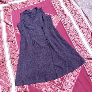 Eshakti corporate goth black and gray tweed dress with matching belt